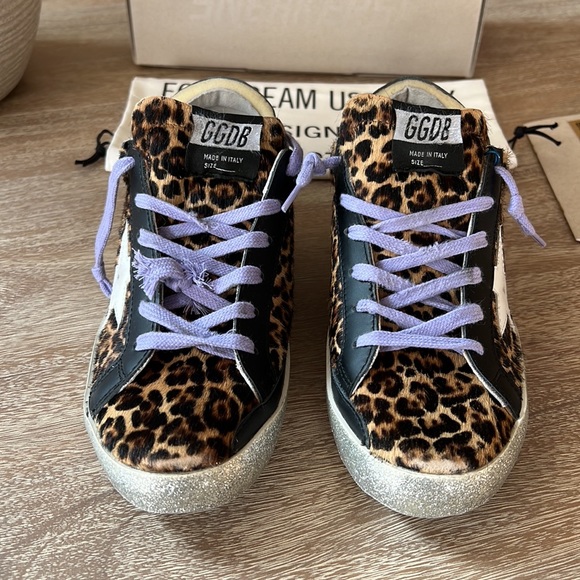 Golden Goose Leopard-Pattern Pony Hair & Leather Sneakers EU 39 US 9 - Picture 2 of 13